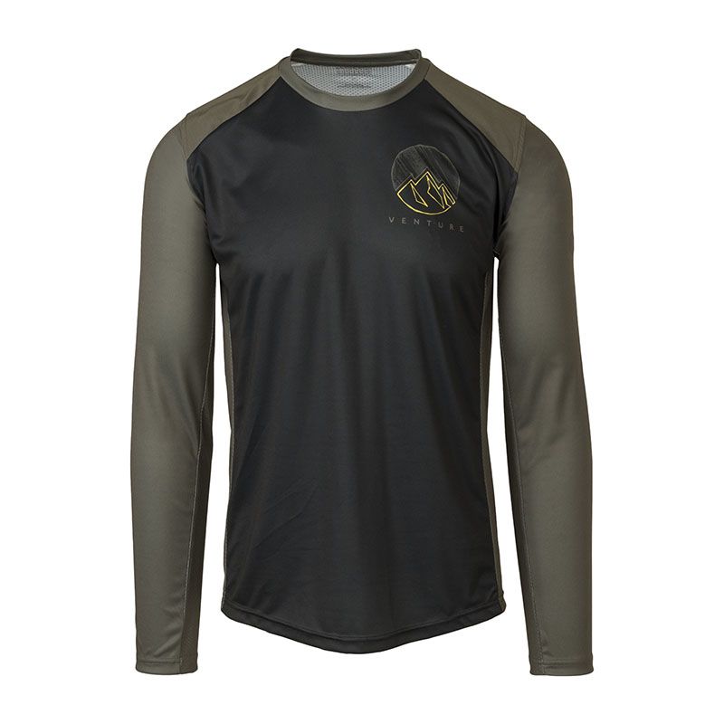 Maglia MTB VENTURE Nero/Army Green - Maniche Lunghe