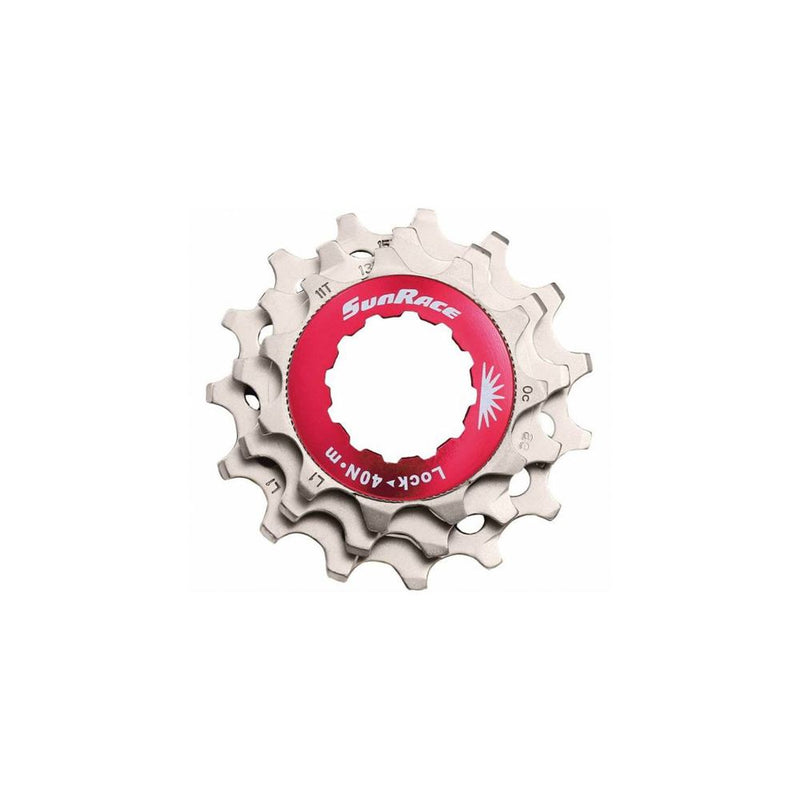 Lockring Rosso+Pignoni 12V in Alluminio Argento - Corpetto SHIMANO HG