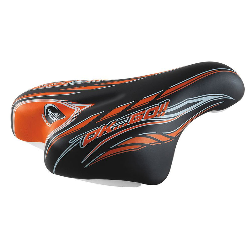 Sella Junior OK GO 14/16 210x140mm in Poliuretano Nero/Arancio