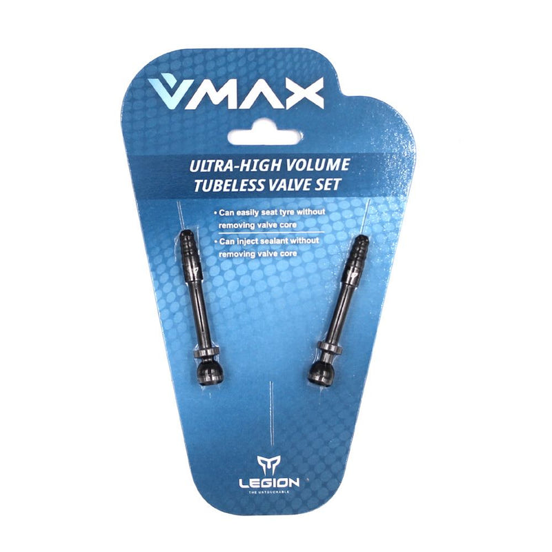 Valvola Tubeless V-MAX Lunghezza: 57,5mm in Alluminio Nero (2 Pezzi)