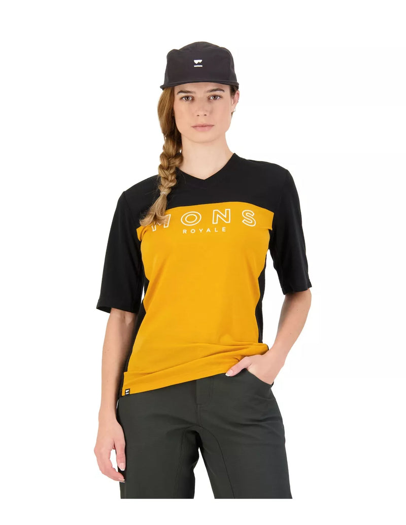 MONS ROYALE MTB Women Jersey REDWOOD ENDURO VT Short Sleeve Black / Gold