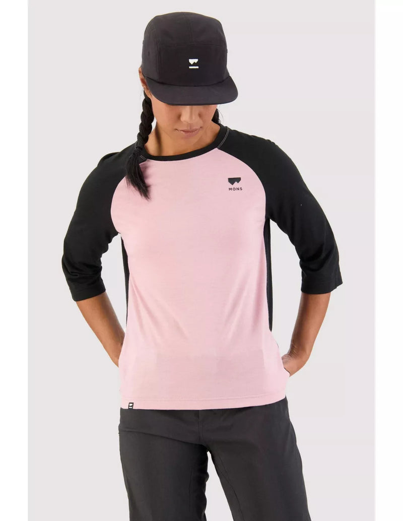 MONS ROYALE Maglia Women TARN MERINO SHIFT RAGLAN 3/4 Black Candy